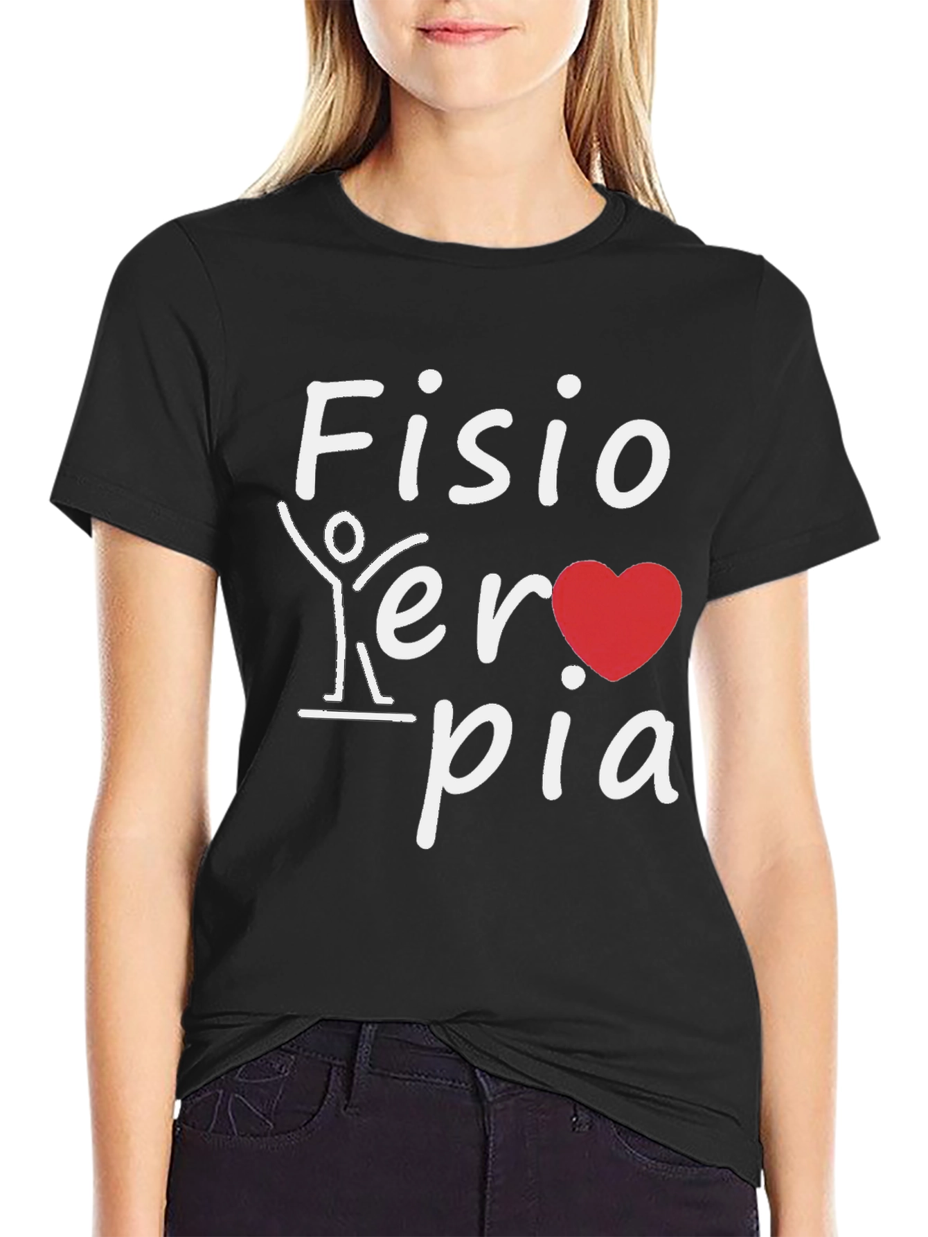 Fisioterapia T-Shirt: Heart and Stick Figure Design