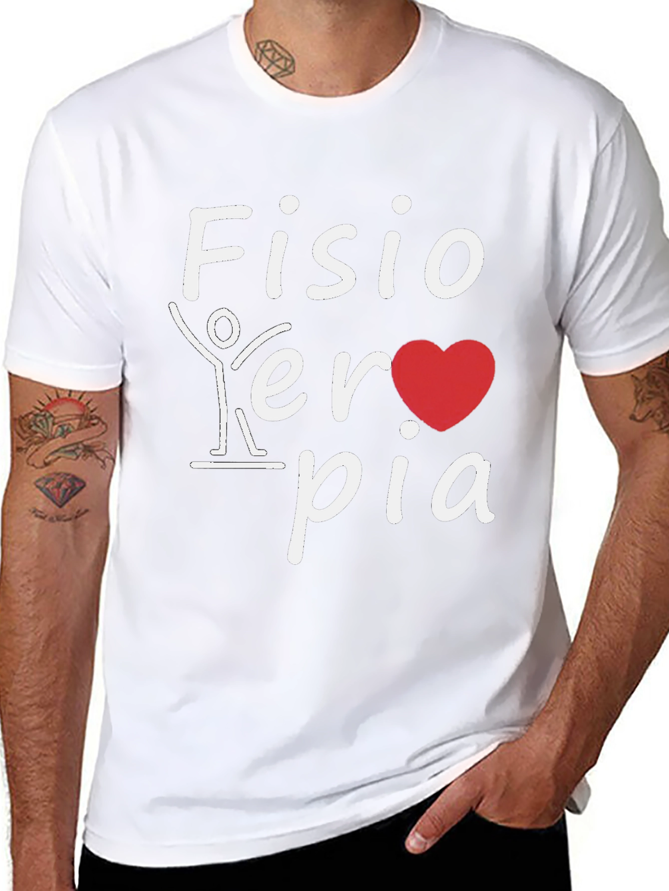 Fisioterapia T-Shirt: Heart and Stick Figure Design