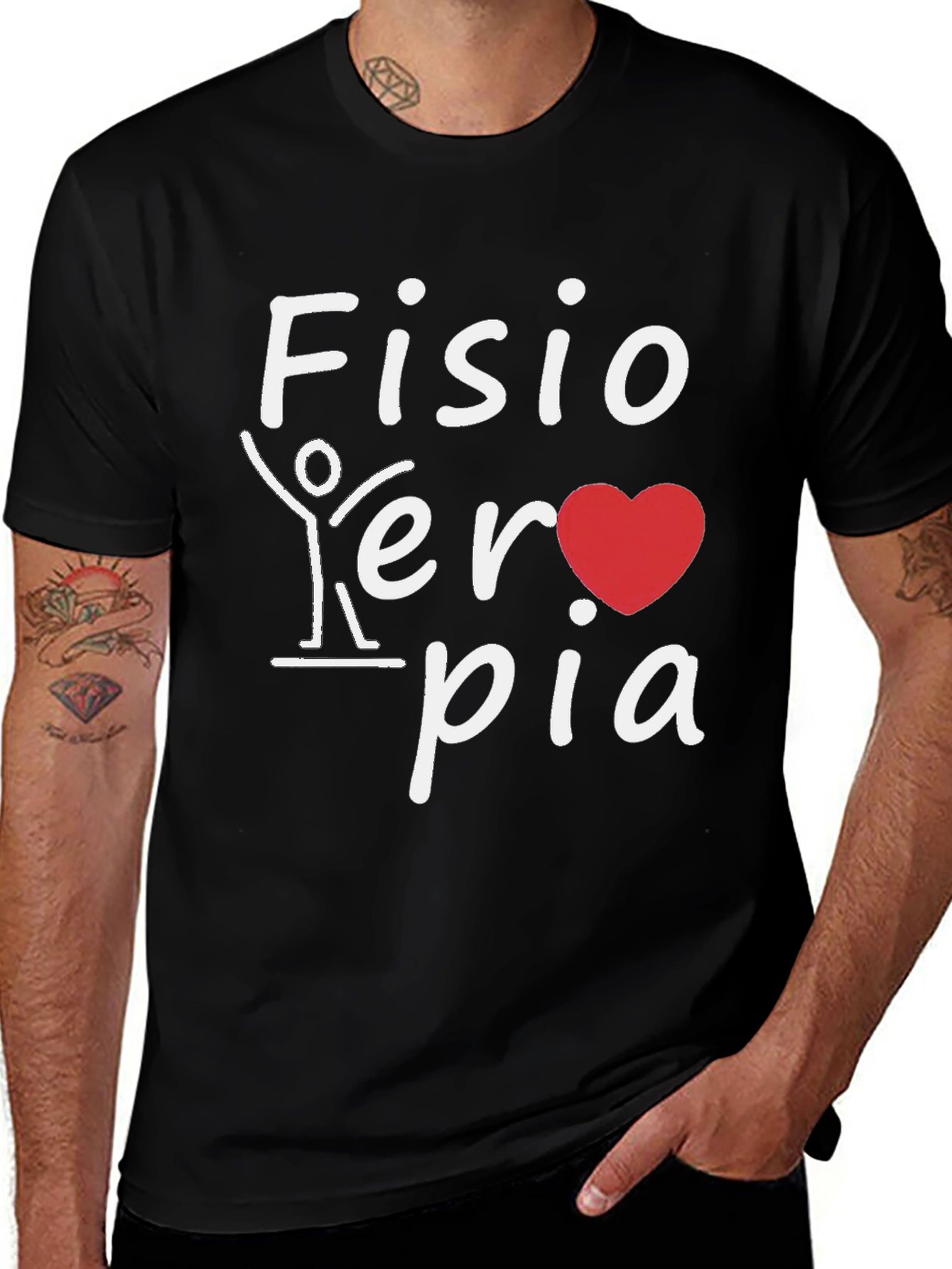 Fisioterapia T-Shirt: Heart and Stick Figure Design