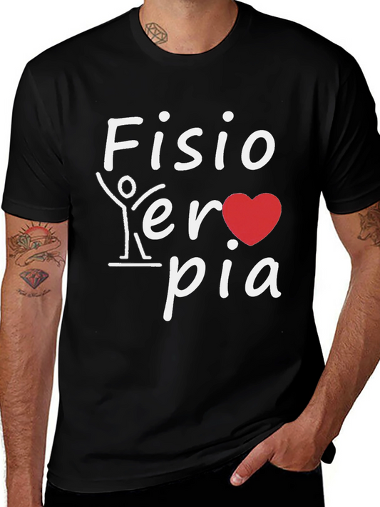Fisioterapia T-Shirt: Heart and Stick Figure Design