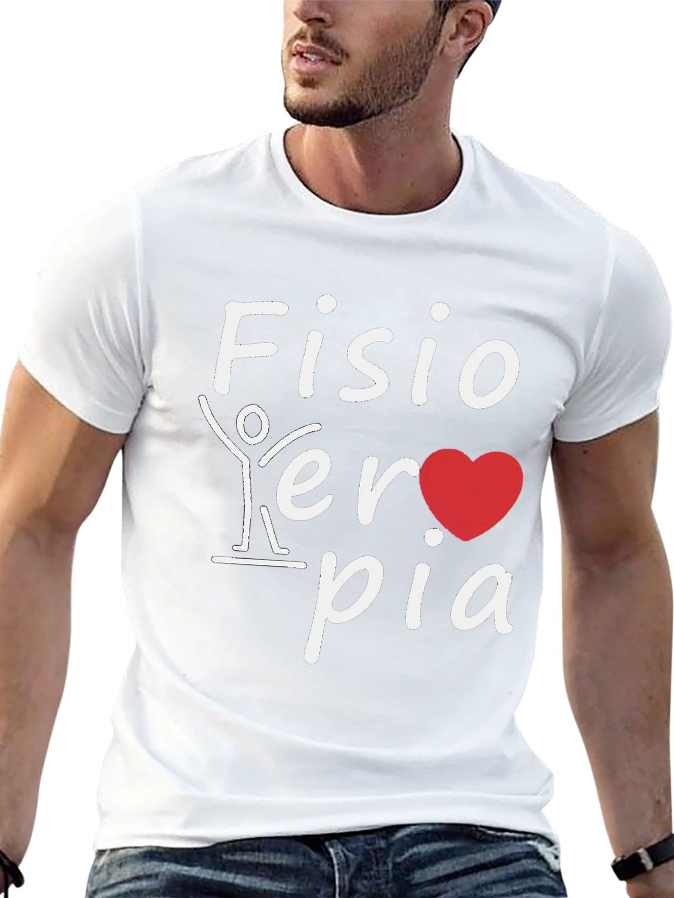 Fisioterapia T-Shirt: Heart and Stick Figure Design