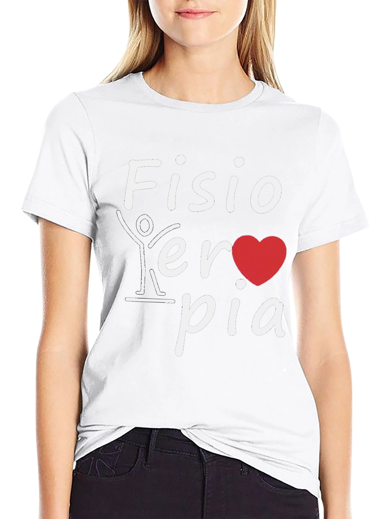 Fisioterapia T-Shirt: Heart and Stick Figure Design