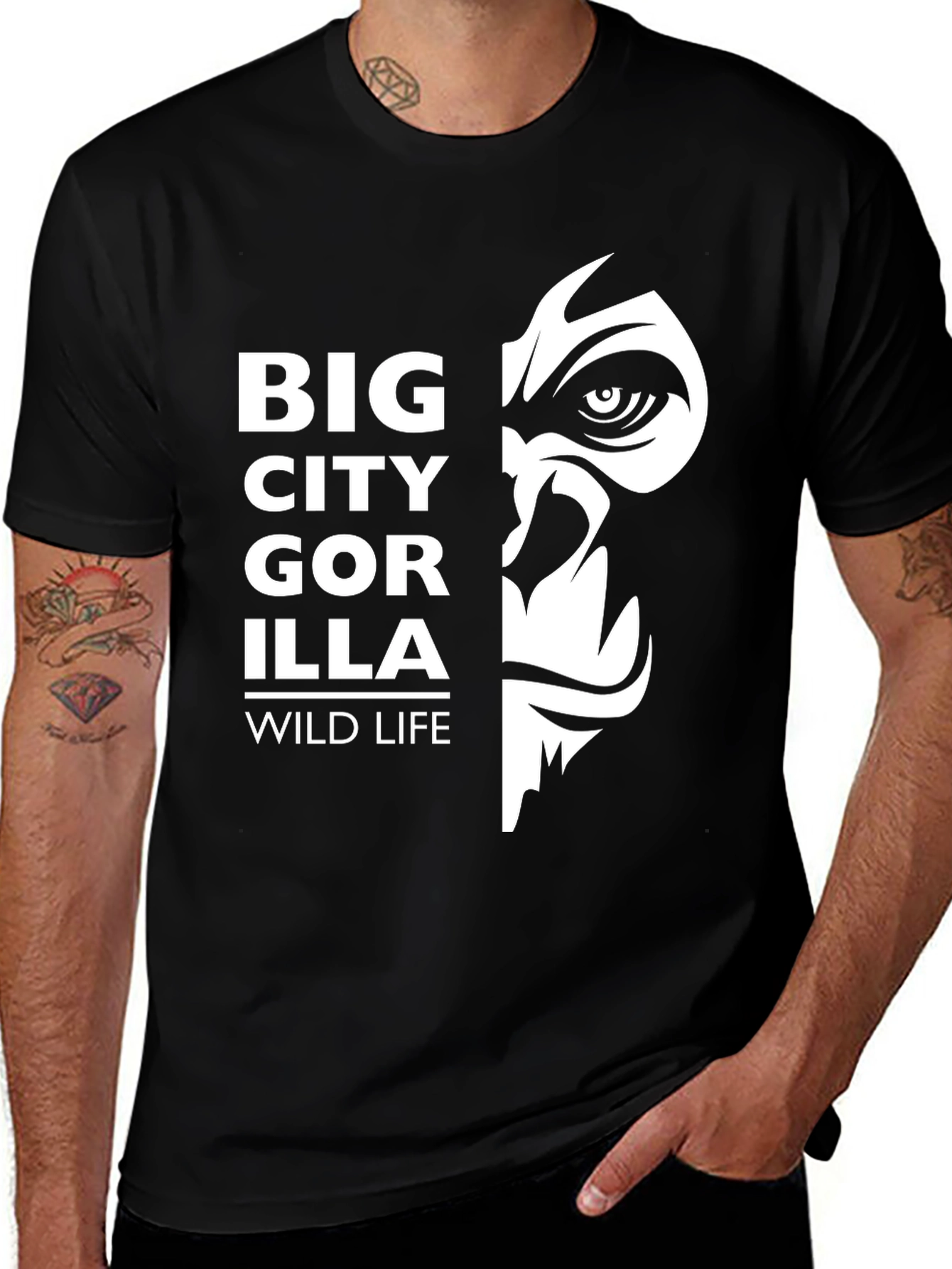 Big City Gorilla Wildlife T-Shirt - Black