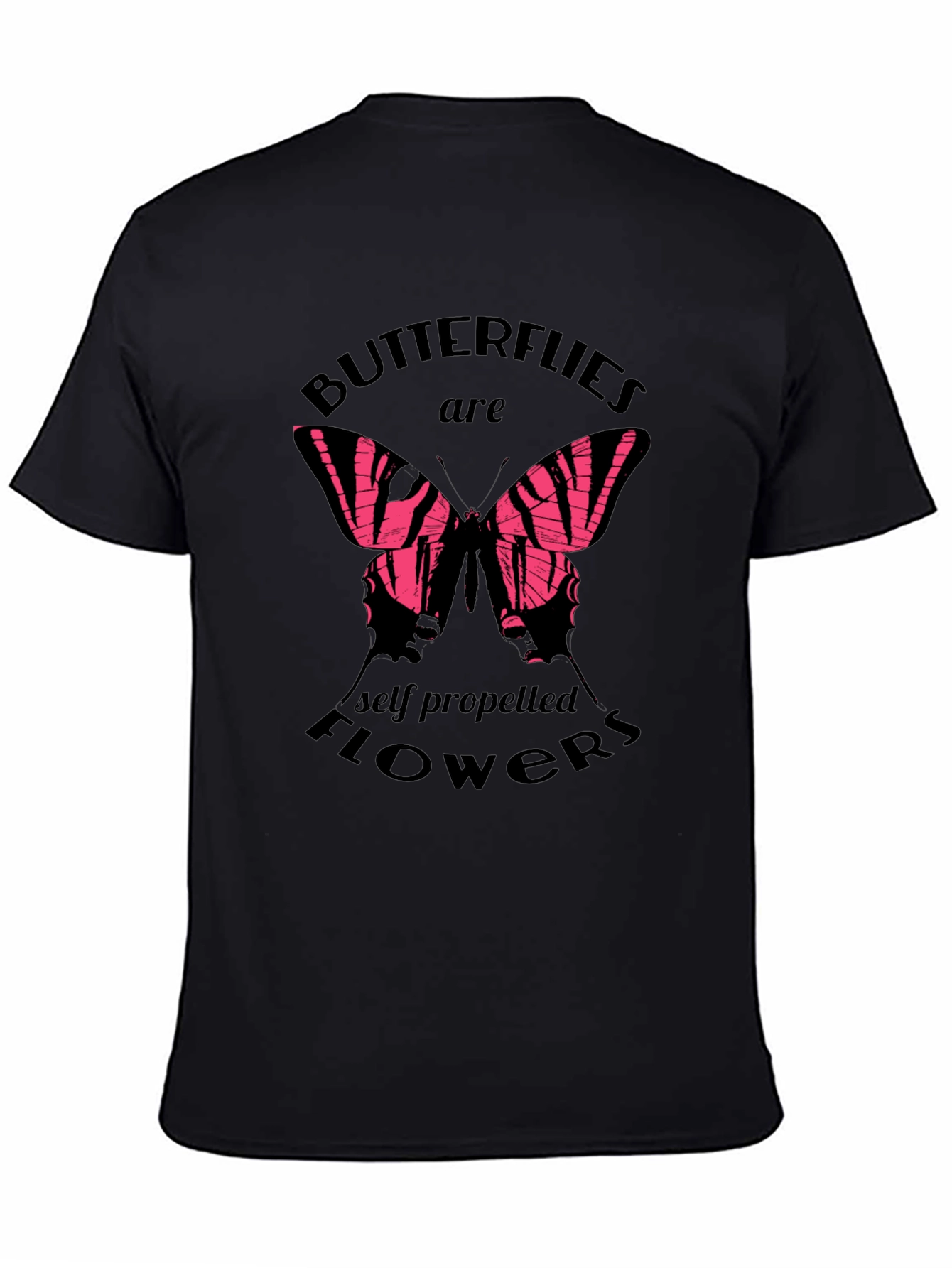 Butterfly Flowers Graphic T-Shirt - Trendy Black Tee