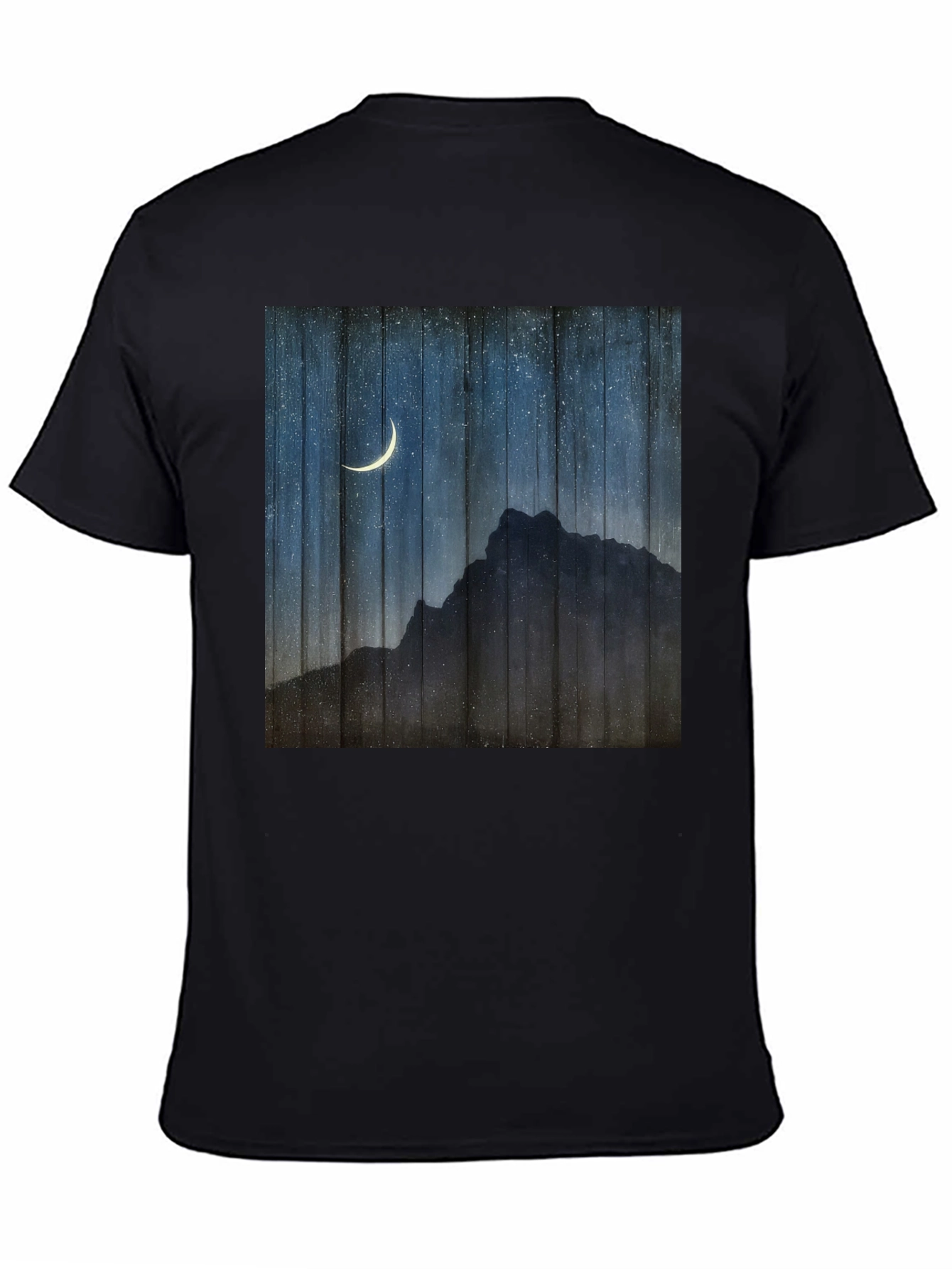 Mountain Moon Graphic Tee - Black Cotton T-Shirt