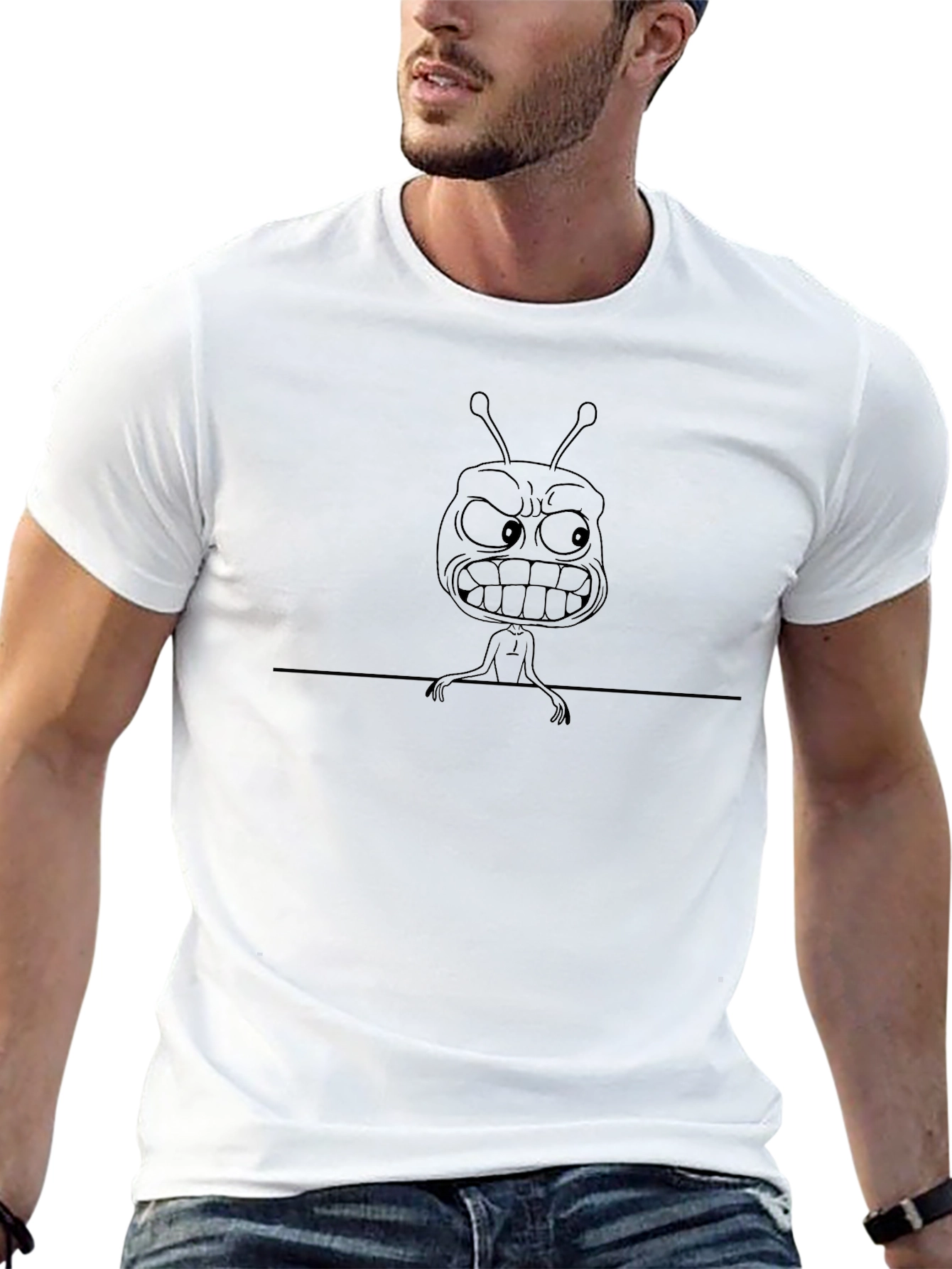 Cartoon Alien Black T-Shirt
