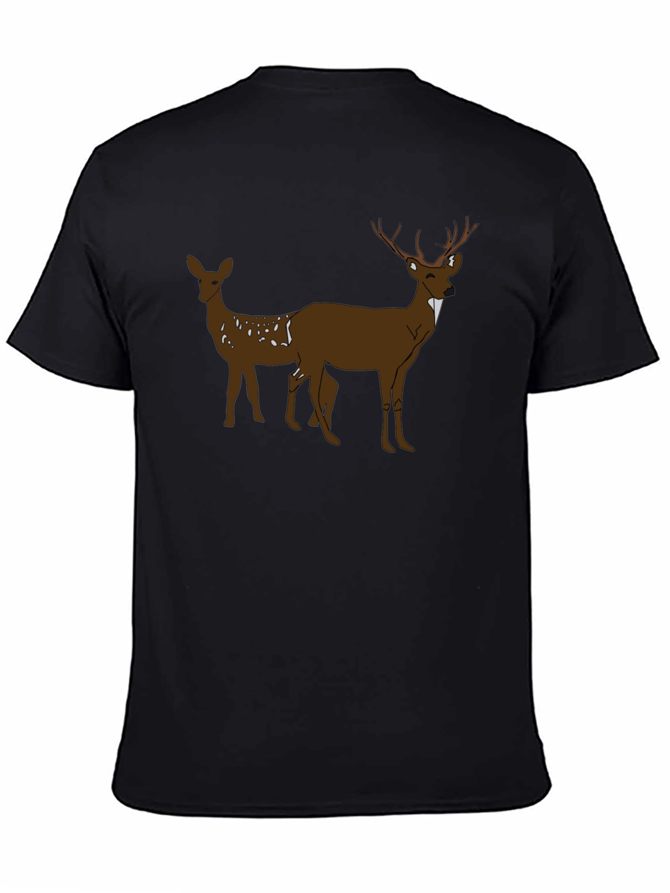 Deer Graphic Black T-Shirt - Nature Inspired Tee