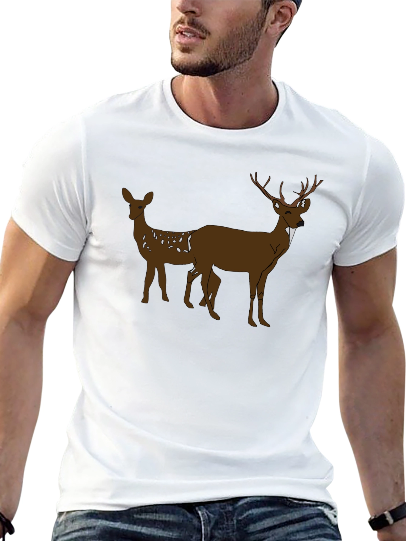 Deer Graphic Black T-Shirt - Nature Inspired Tee