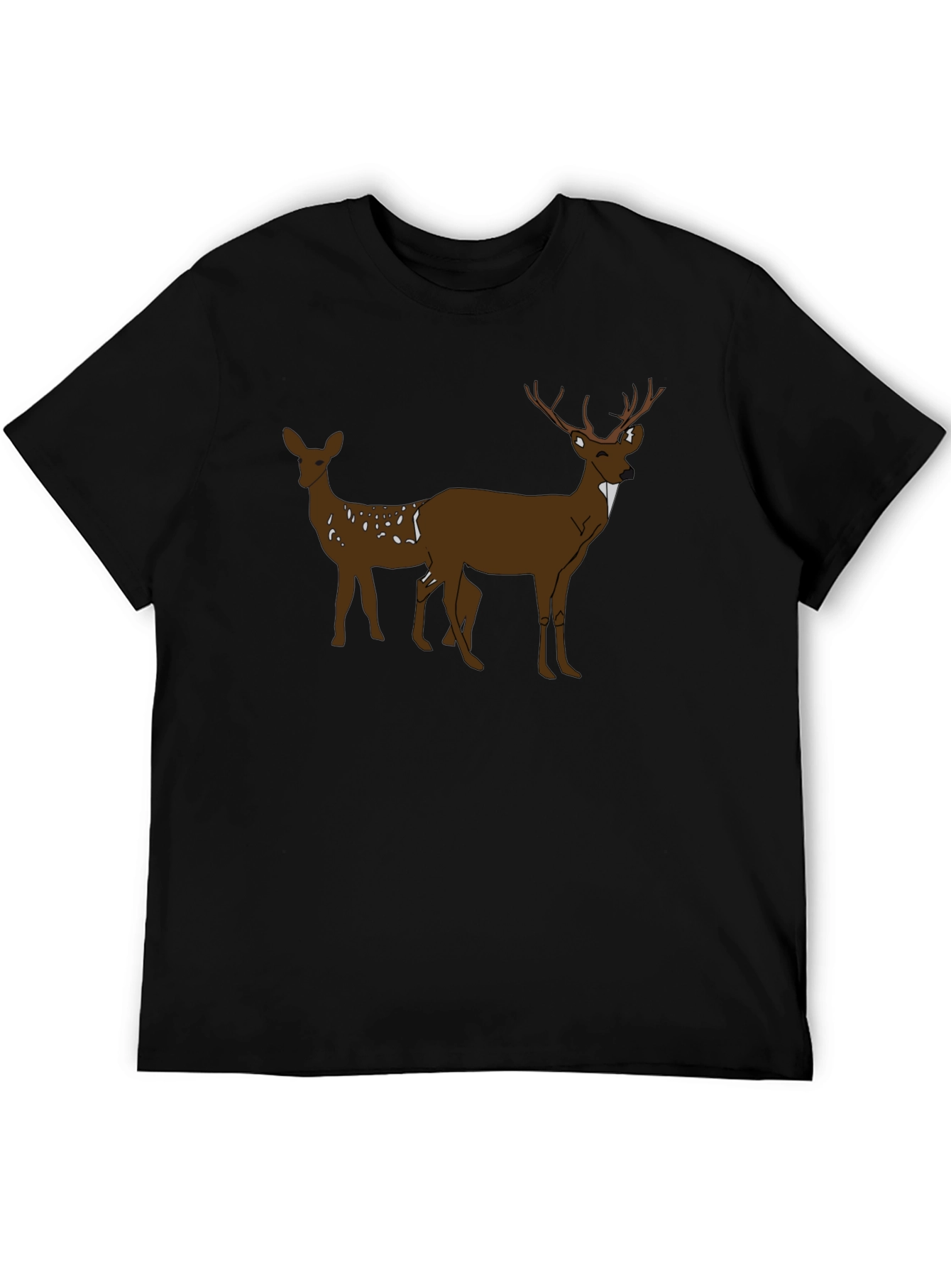 Deer Graphic Black T-Shirt - Nature Inspired Tee