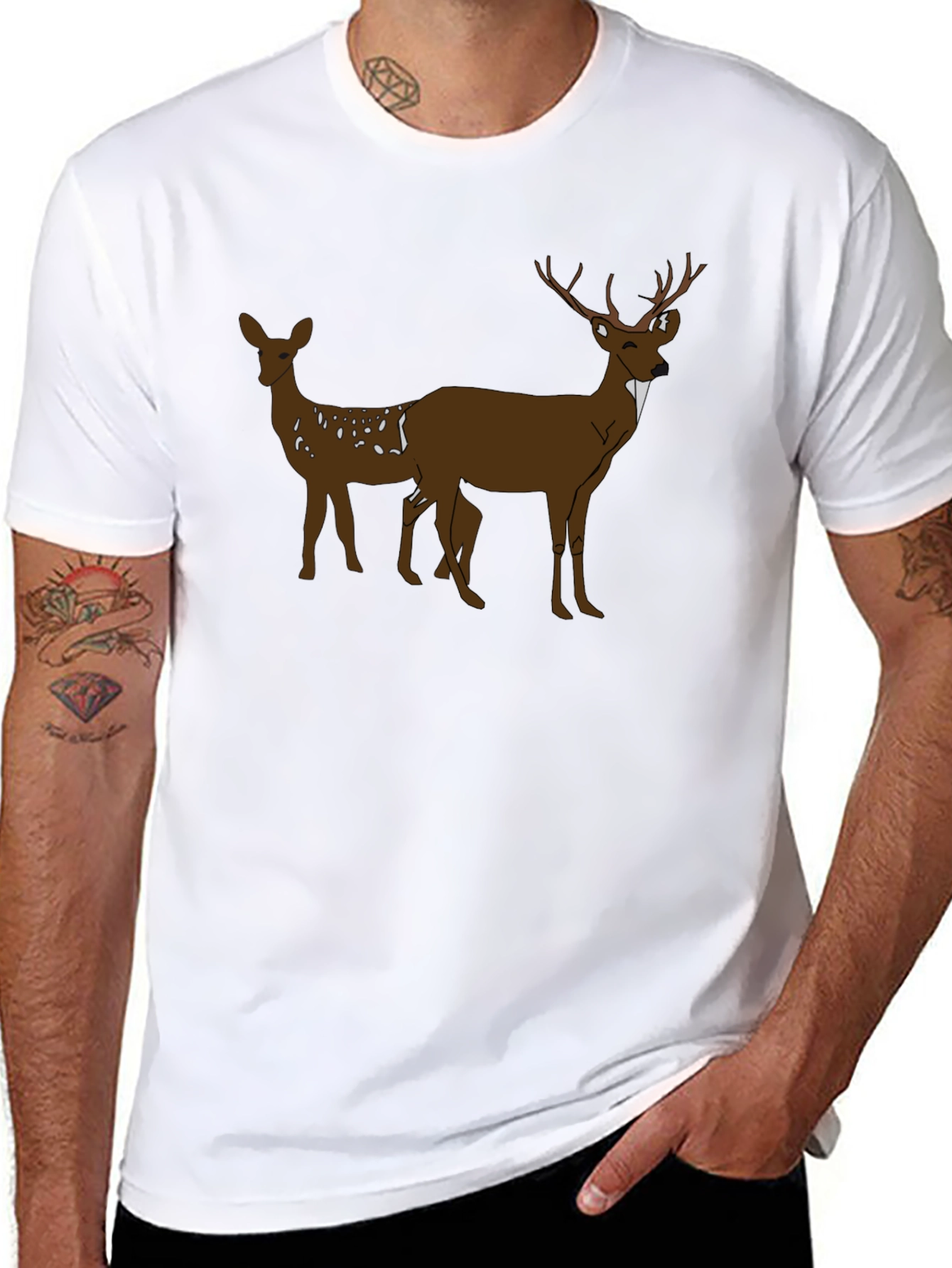 Deer Graphic Black T-Shirt - Nature Inspired Tee