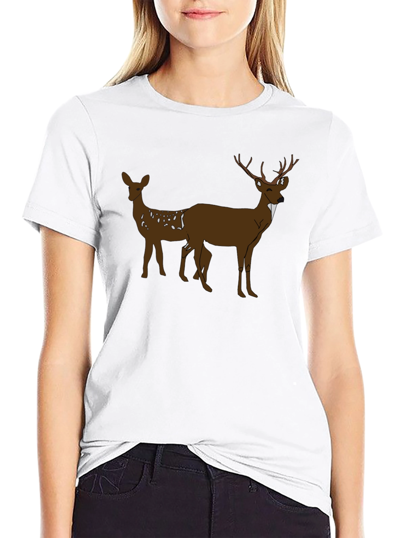 Deer Graphic Black T-Shirt - Nature Inspired Tee
