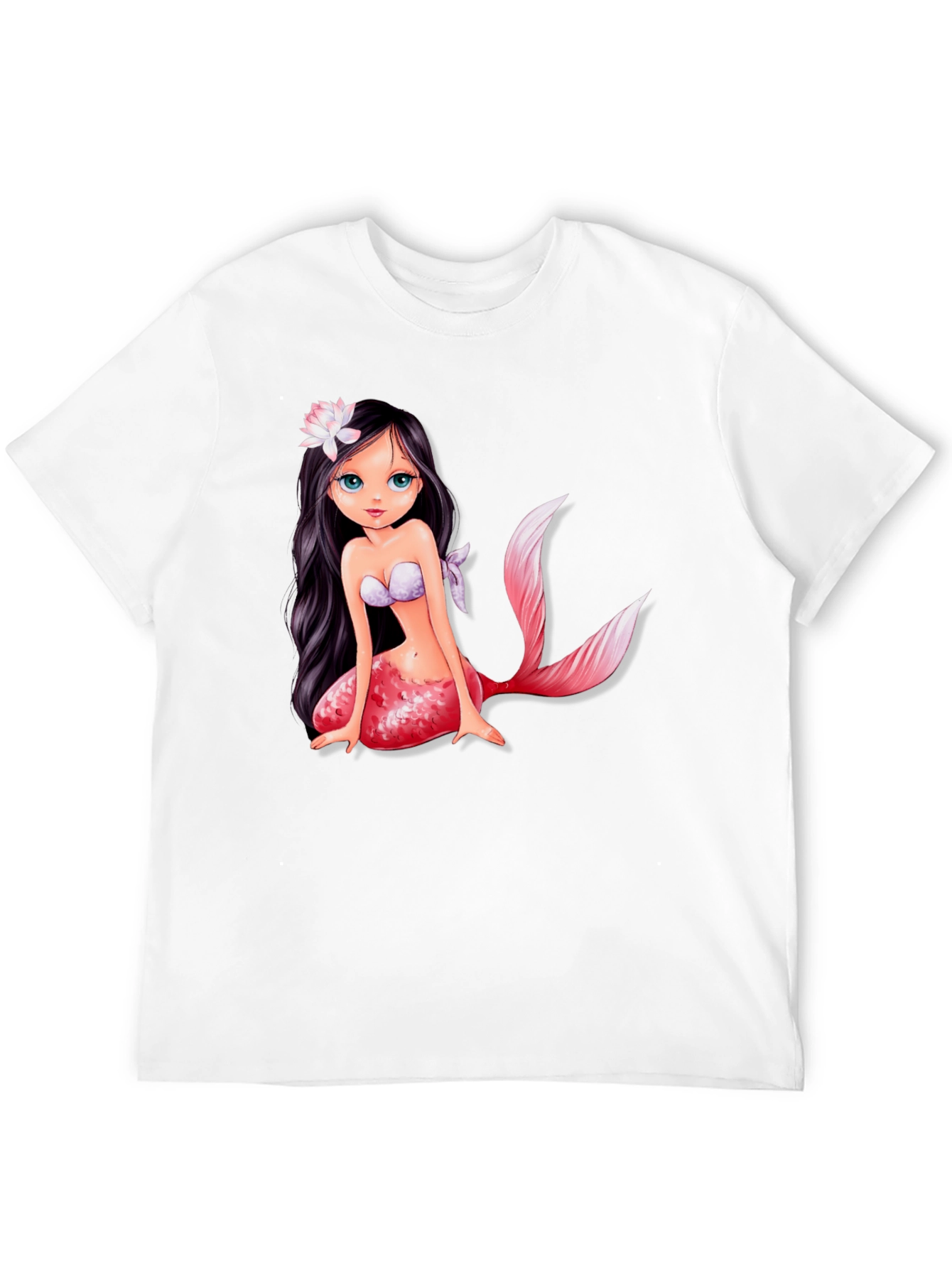 Mermaid Graphic Tee - Black Cotton Casual