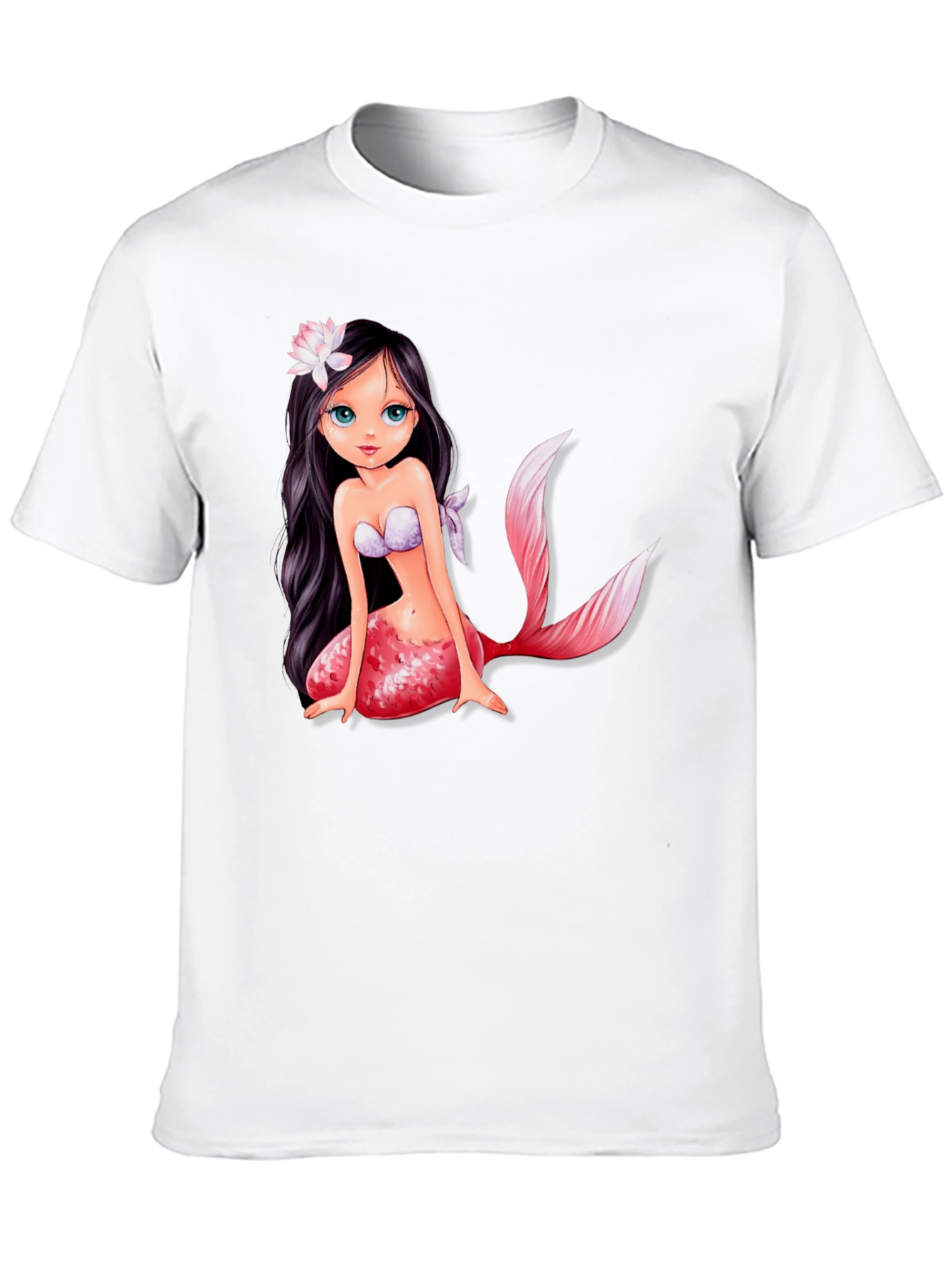 Mermaid Graphic Tee - Black Cotton Casual
