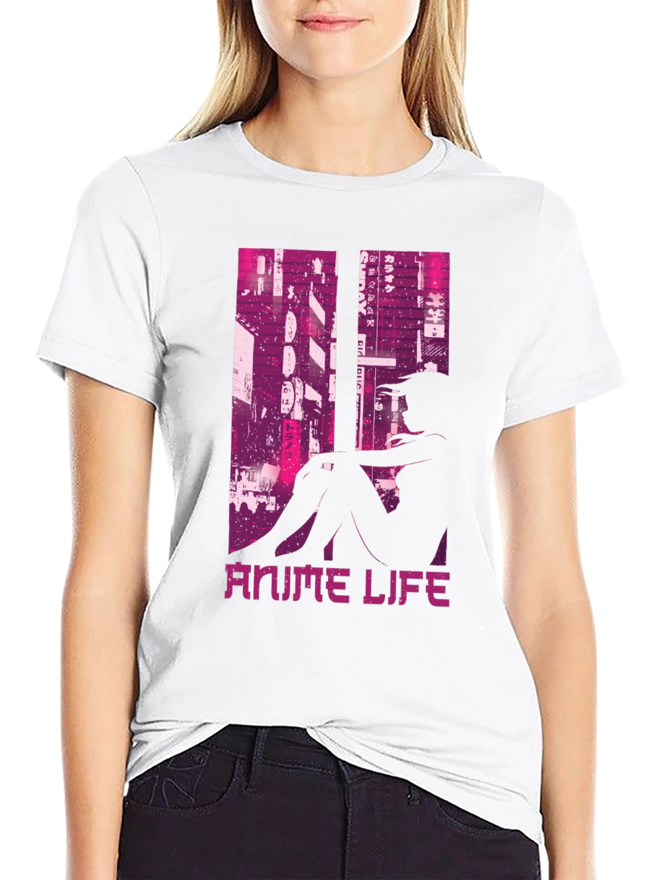 Anime Life Graphic Tee - Black