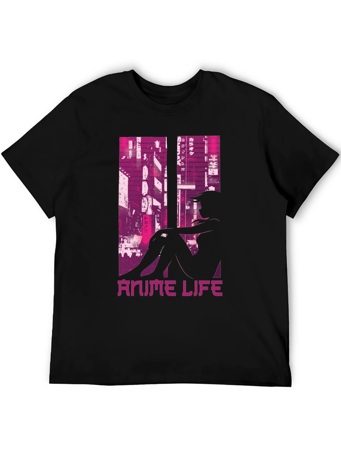 Anime Life Graphic Tee - Black