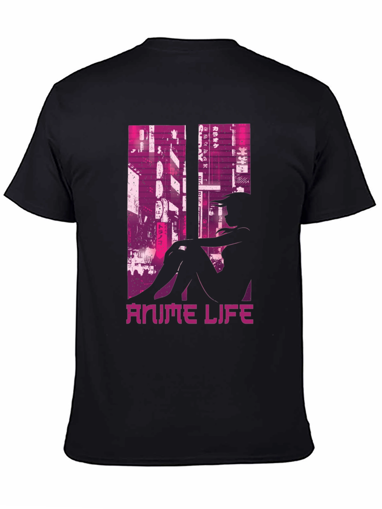 Anime Life Graphic Tee - Black