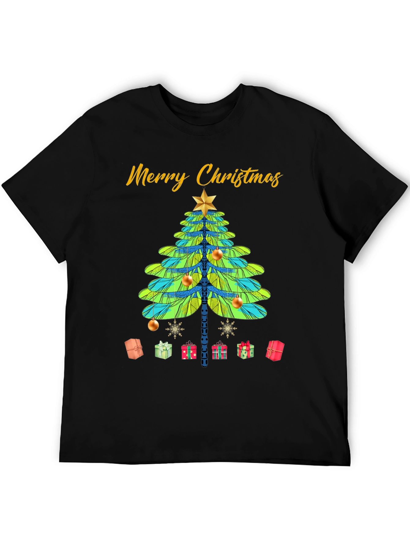 Festive Dragonfly Christmas Tree Graphic Tee