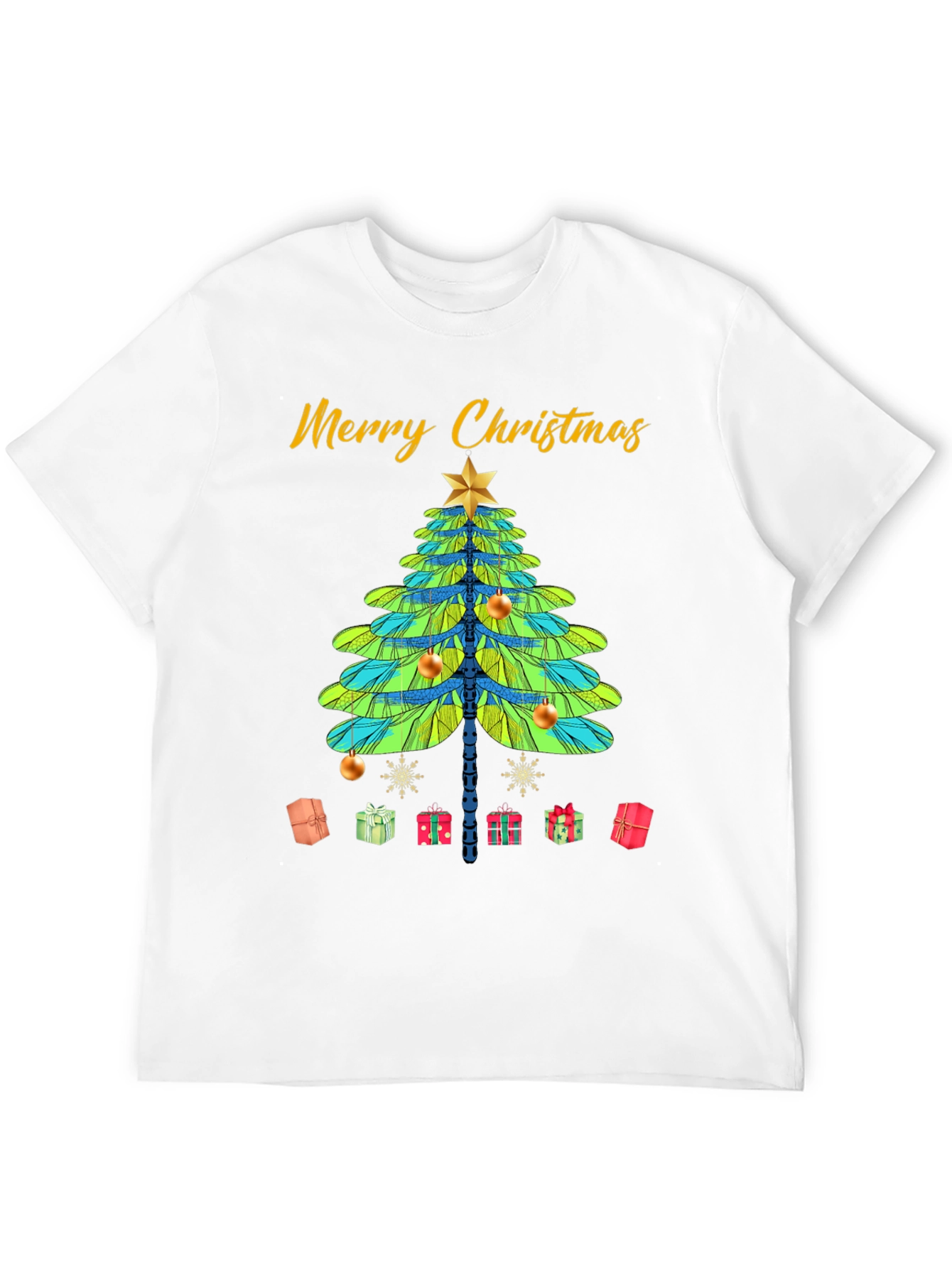 Festive Dragonfly Christmas Tree Graphic Tee