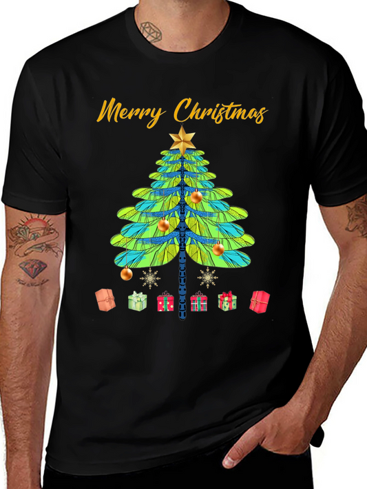 Festive Dragonfly Christmas Tree Graphic Tee