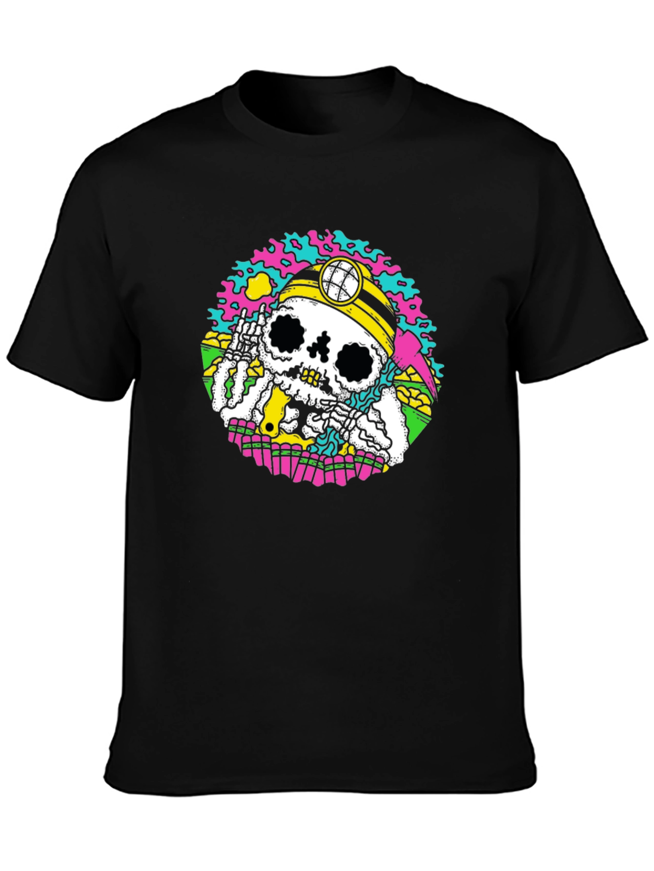 Skeleton Miner Graphic Tee - Quirky Skull Design