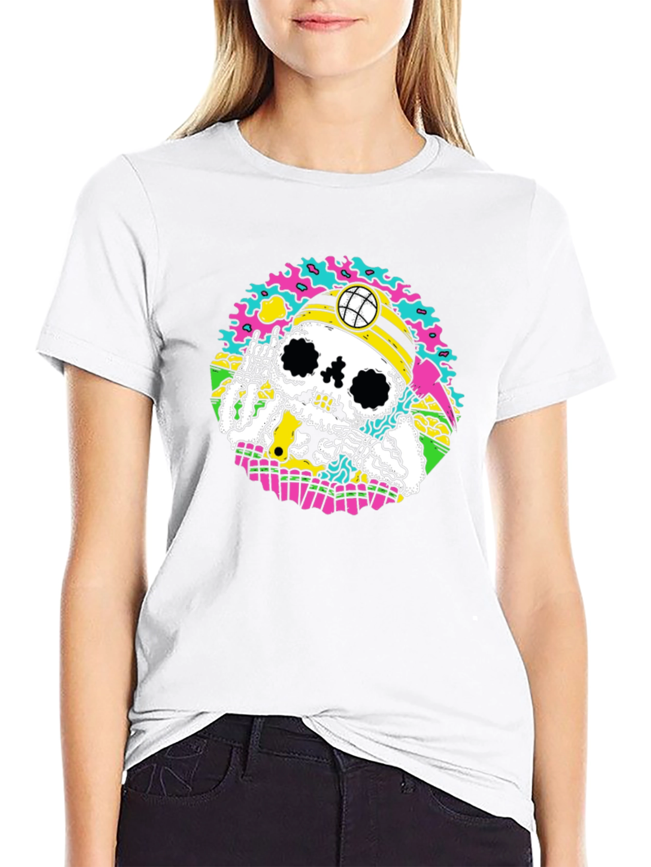 Skeleton Miner Graphic Tee - Quirky Skull Design