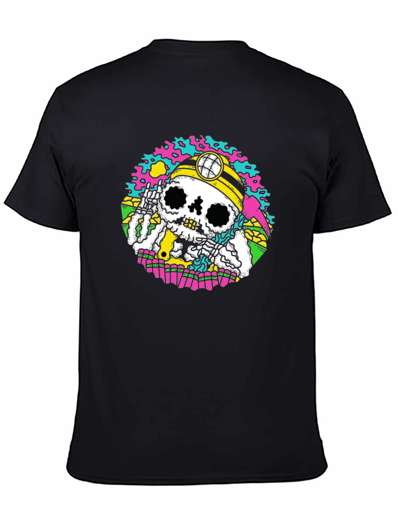 Skeleton Miner Graphic Tee - Quirky Skull Design