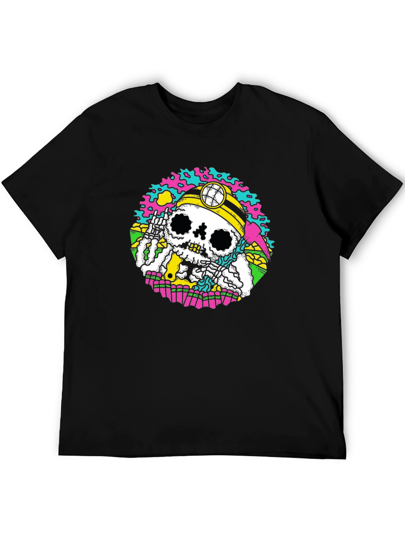Skeleton Miner Graphic Tee - Quirky Skull Design