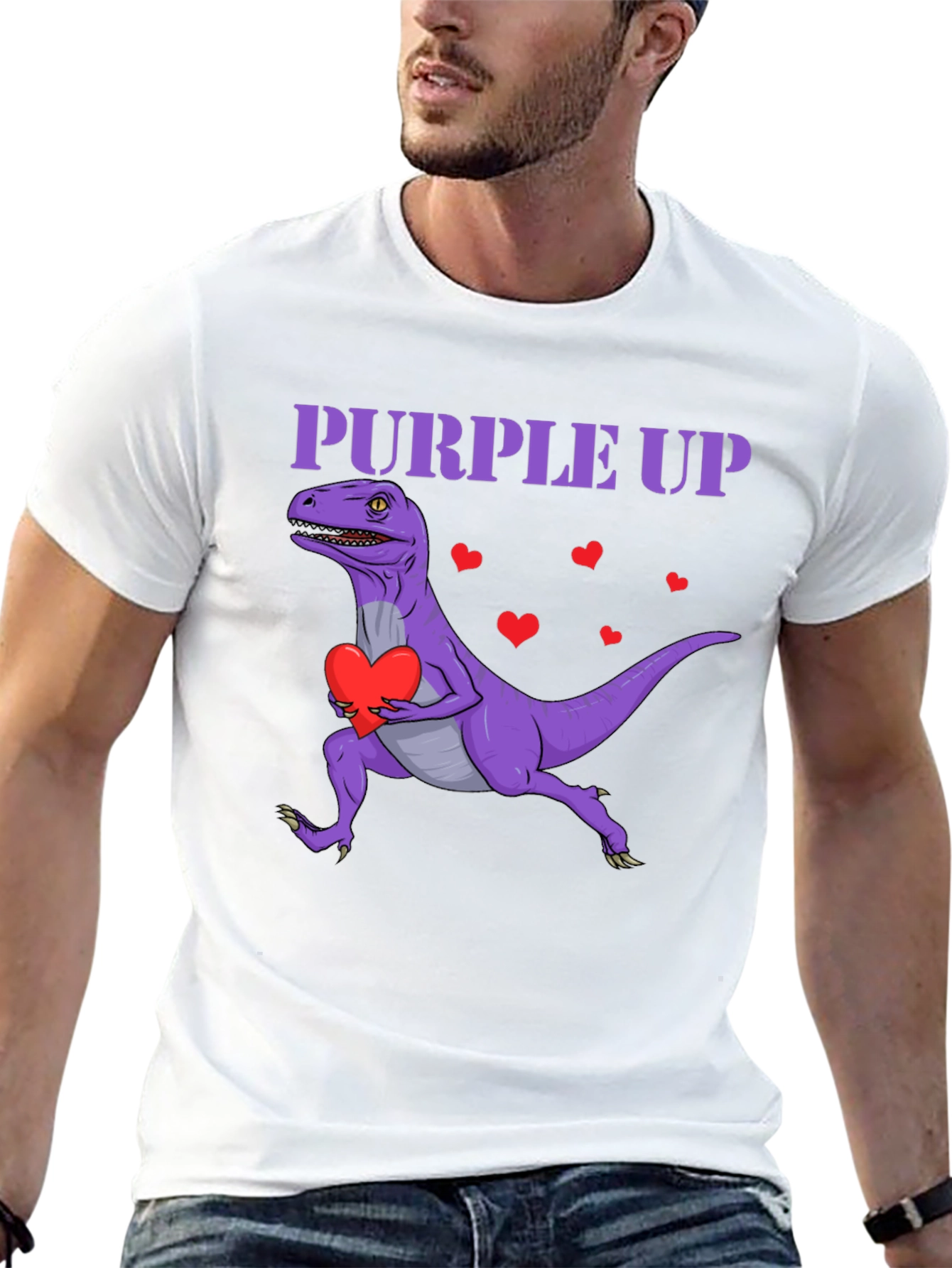 Purple Up Dinosaur Heart T-Shirt