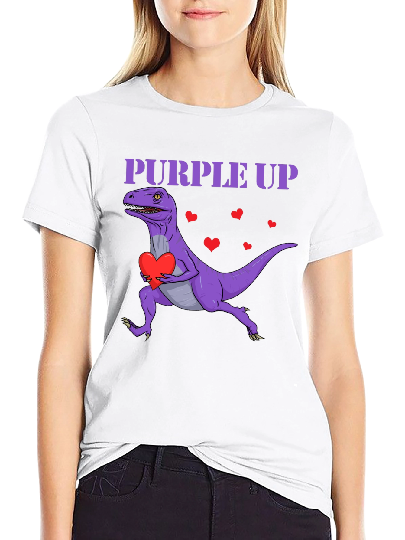 Purple Up Dinosaur Heart T-Shirt