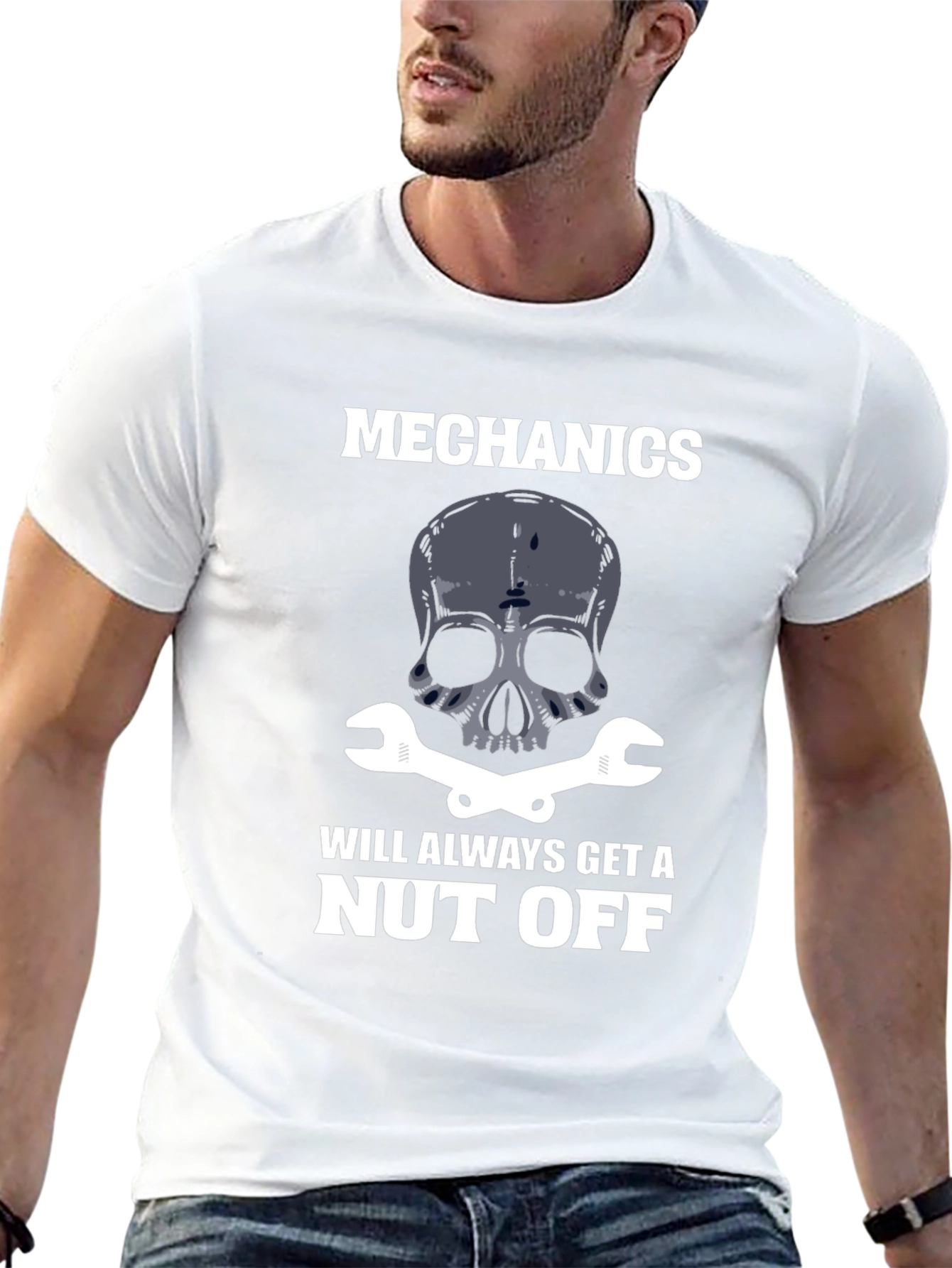 Mechanic Skull T-Shirt - Nut Off Graphic Tee