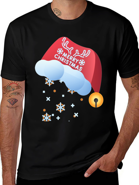 Festive Merry Christmas Santa Hat Graphic Tee