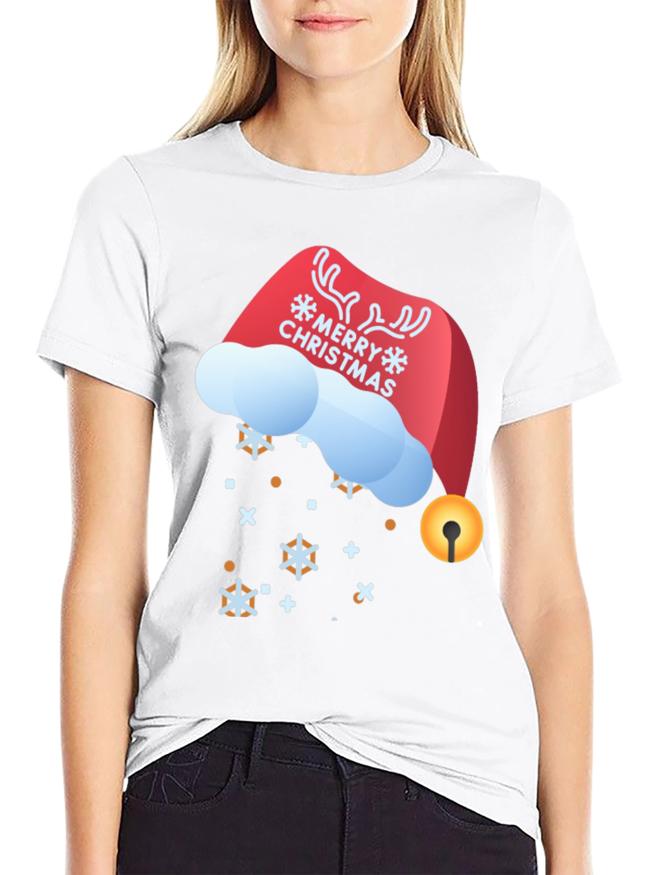 Festive Merry Christmas Santa Hat Graphic Tee
