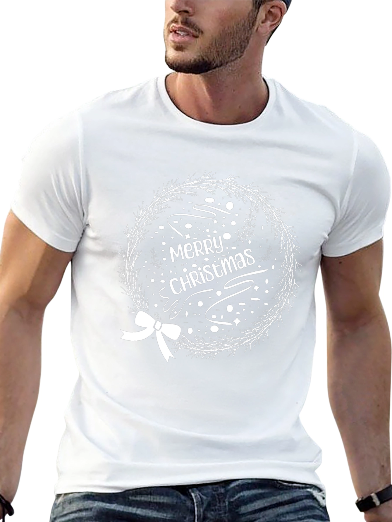 Merry Christmas Wreath Graphic Tee