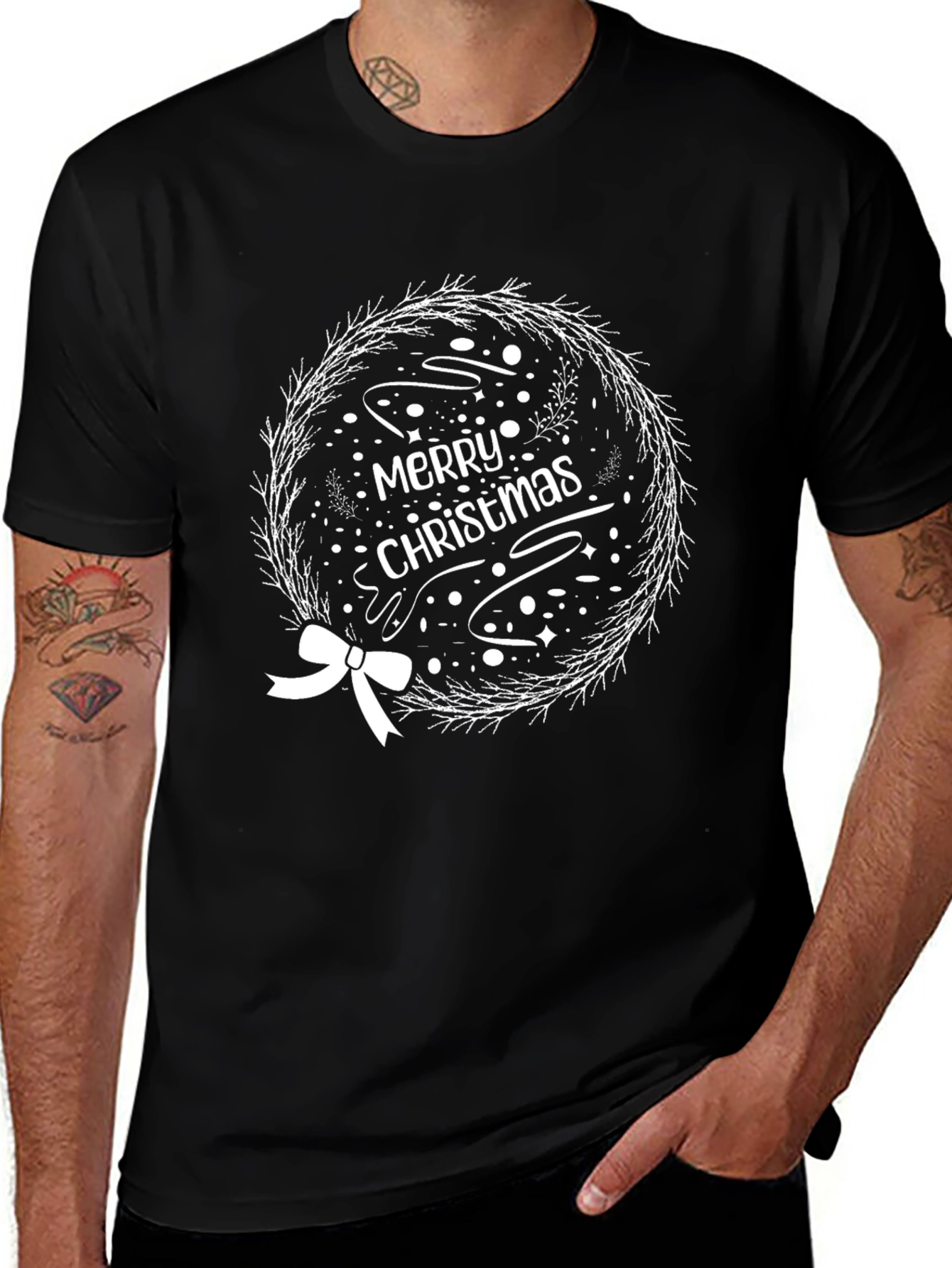 Merry Christmas Wreath Graphic Tee