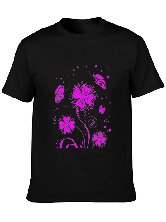 Floral Butterfly Graphic Tee - Black