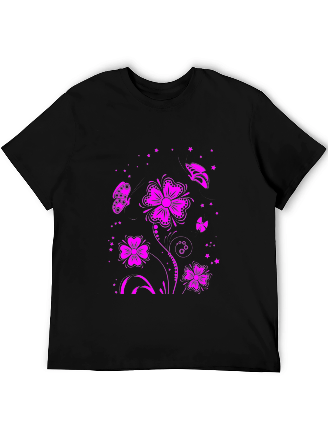 Floral Butterfly Graphic Tee - Black
