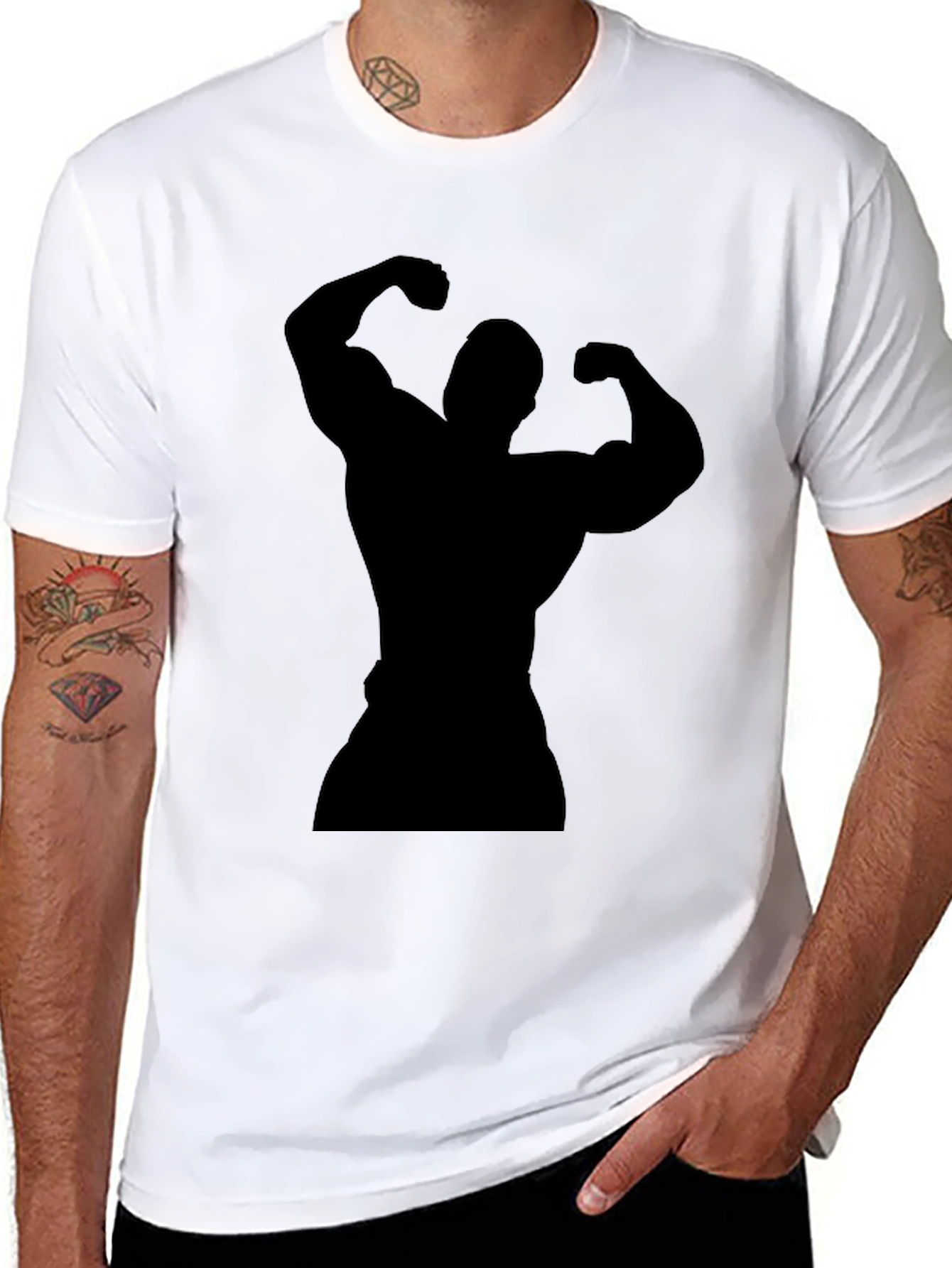 Black Bodybuilder Silhouette T-Shirt