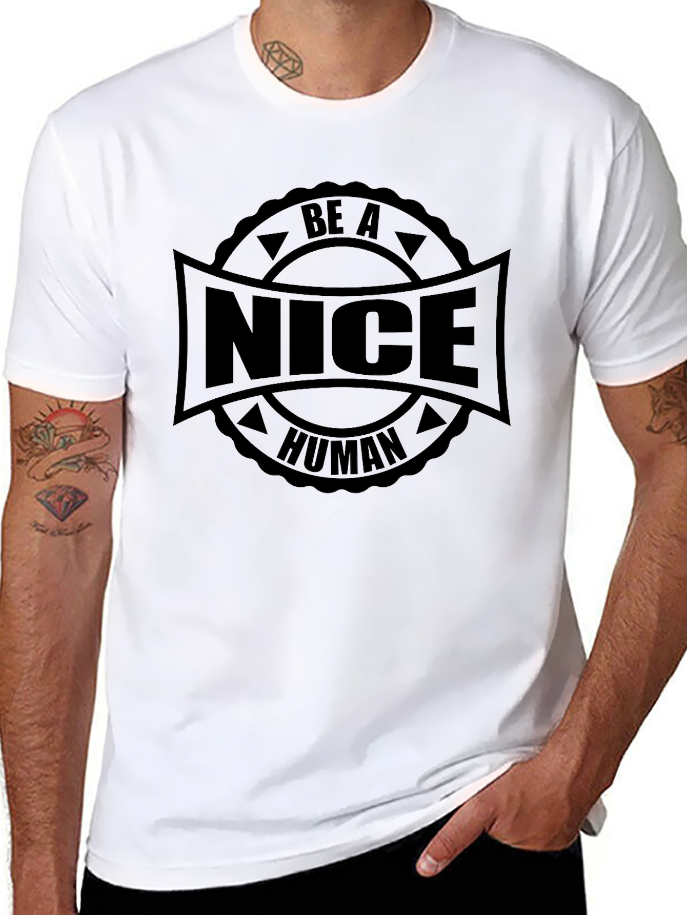 Be A Nice Human Black Graphic T-Shirt
