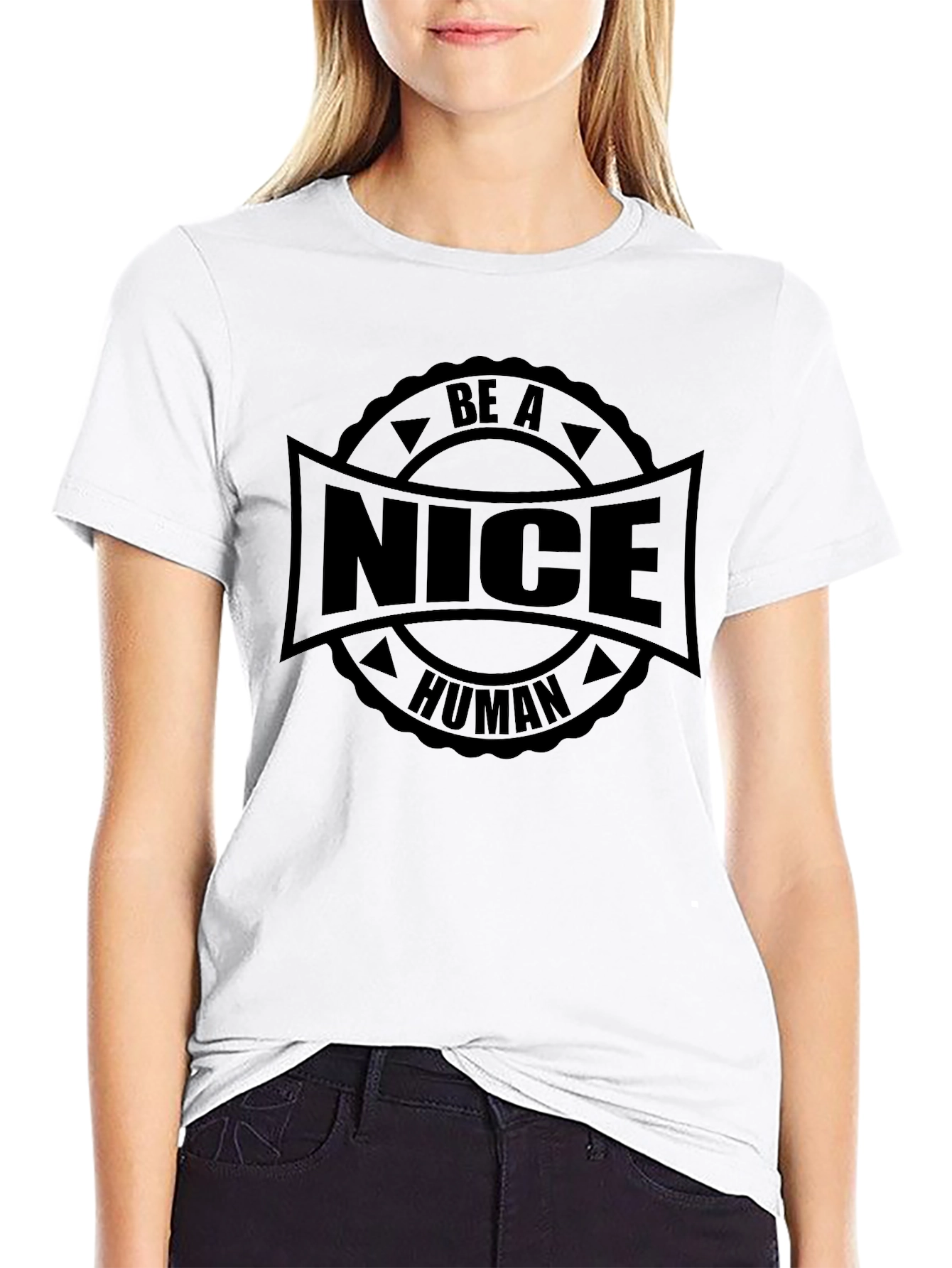 Be A Nice Human Black Graphic T-Shirt