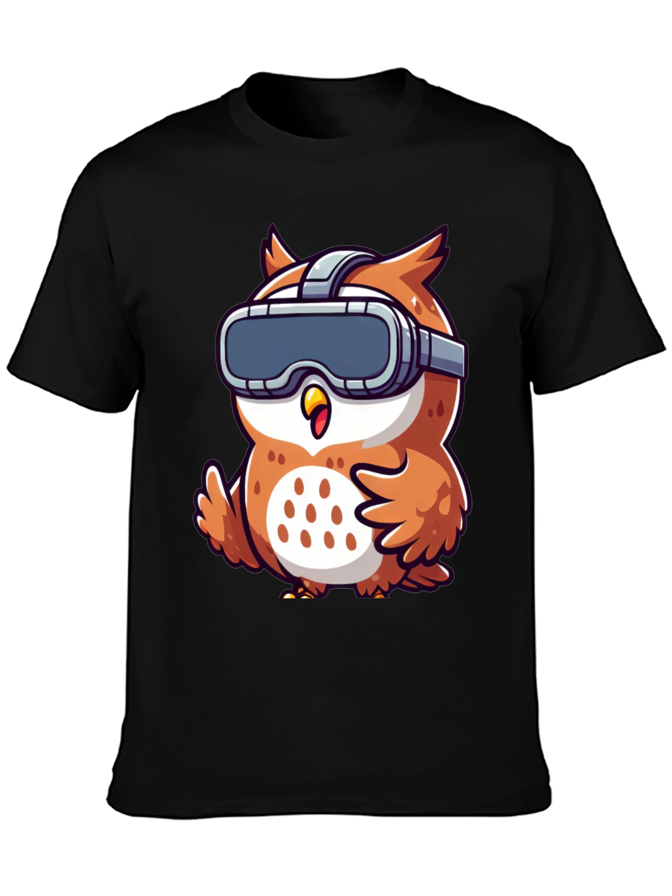 Owl in VR Headset Graphic Tee - Black