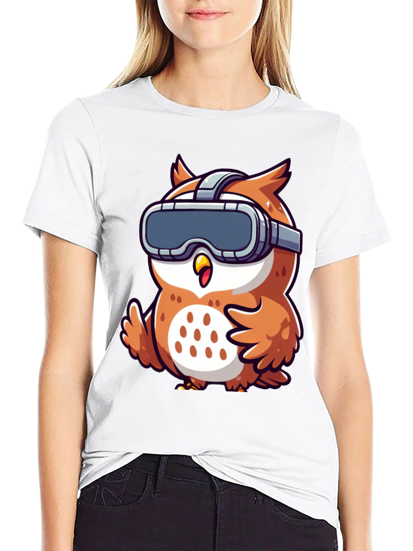 Owl in VR Headset Graphic Tee - Black
