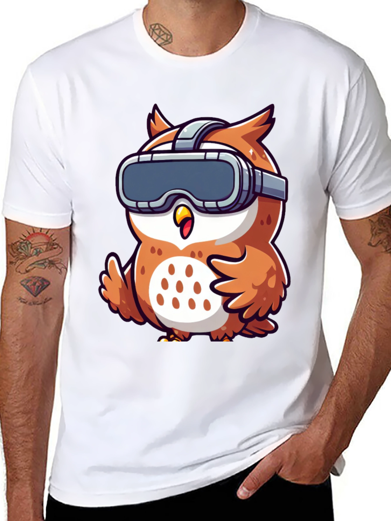 Owl in VR Headset Graphic Tee - Black