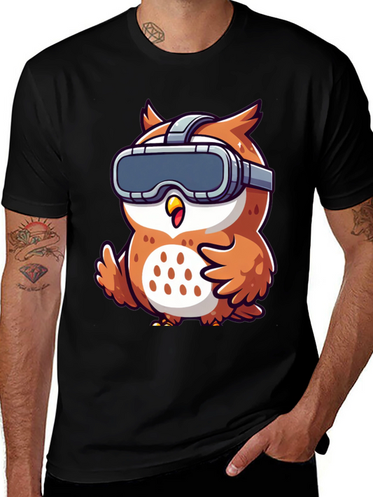 Owl in VR Headset Graphic Tee - Black
