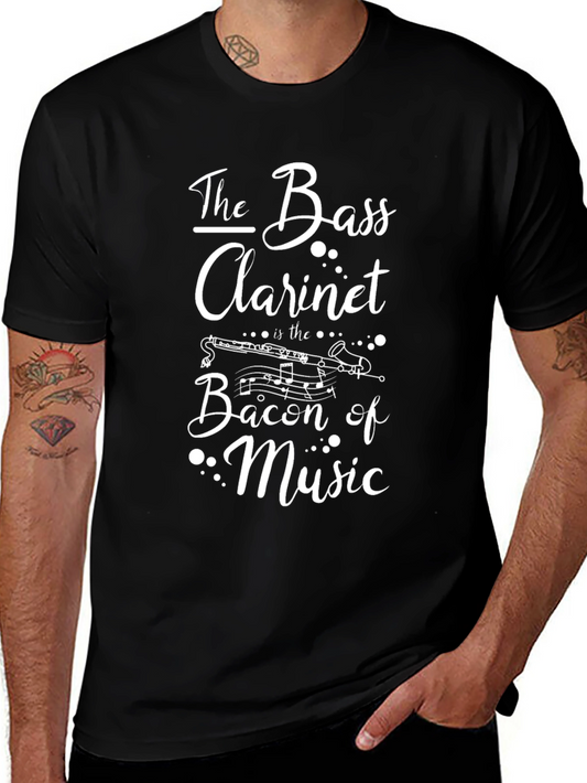 The Bass Clarinet Bacon of Music Black T-Shirt