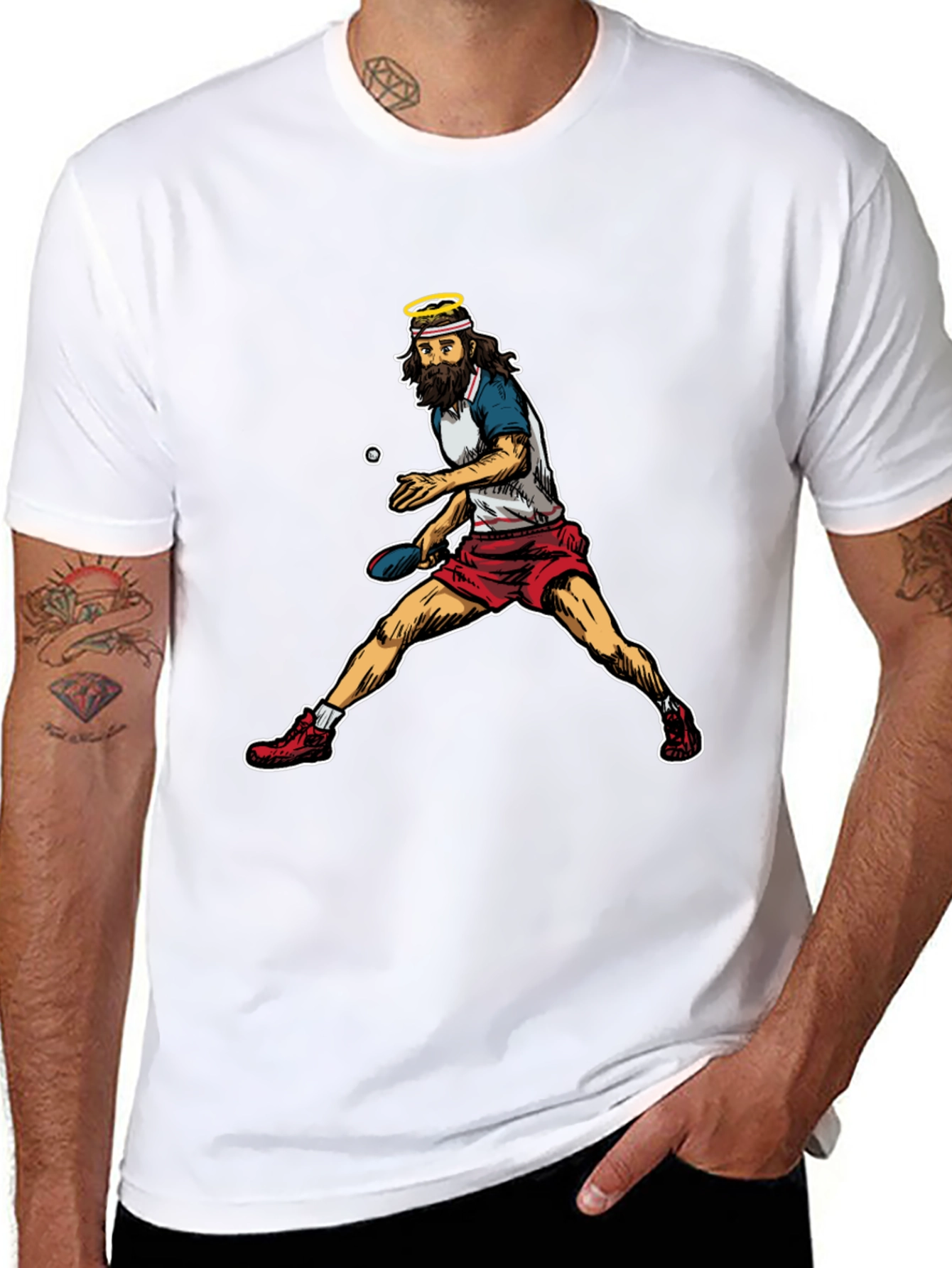 Jesus Playing Ping Pong Graphic T-Shirt