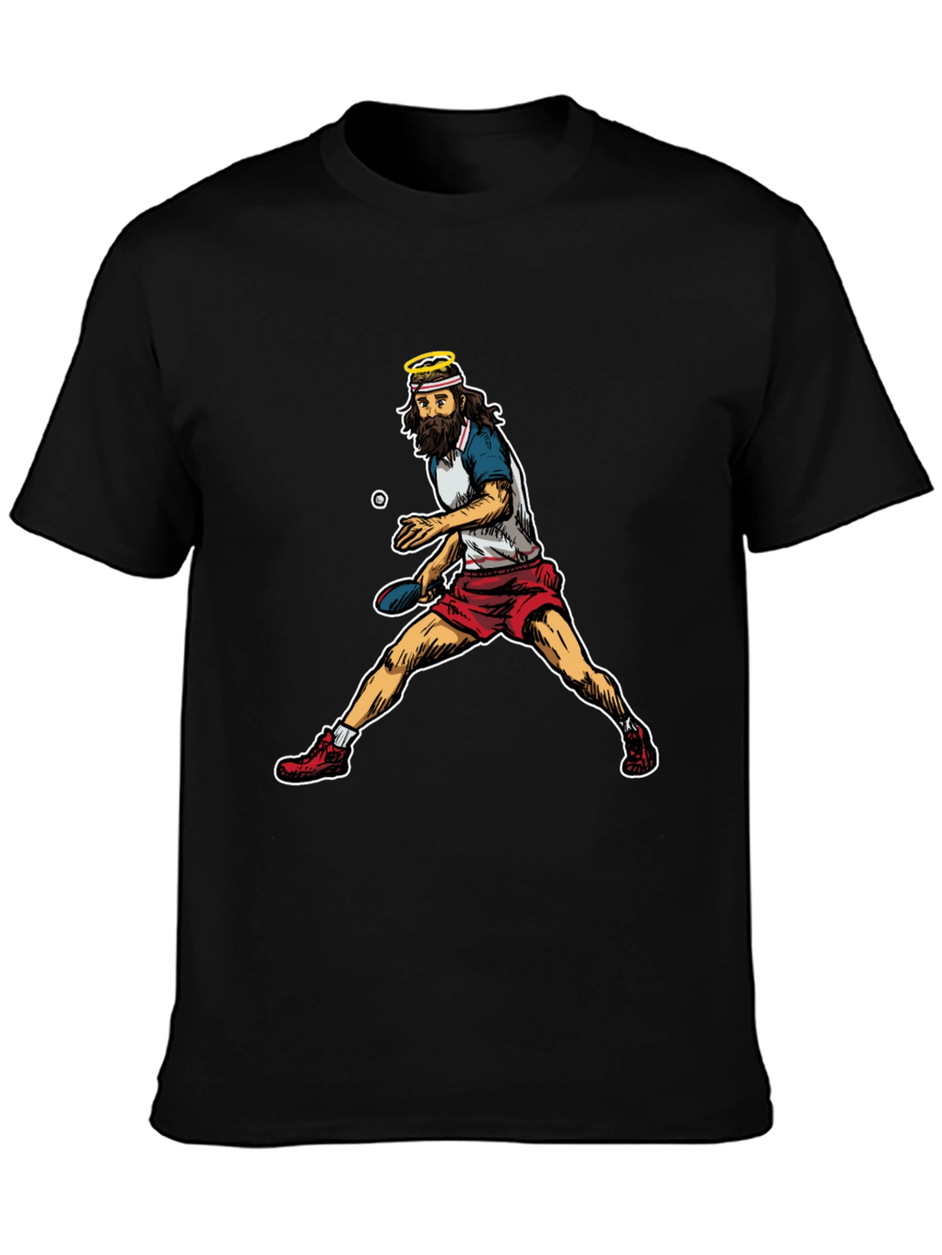 Jesus Playing Ping Pong Graphic T-Shirt
