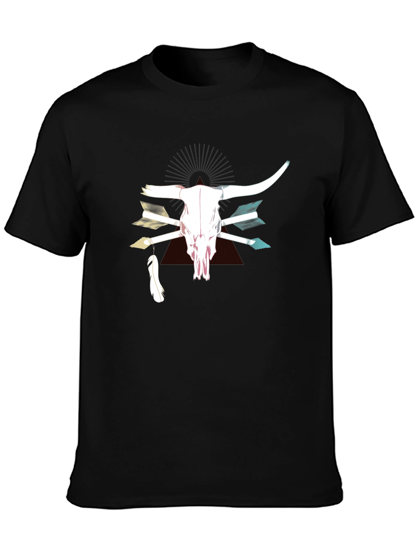 Bull Skull & Arrow Graphic Print T-Shirt