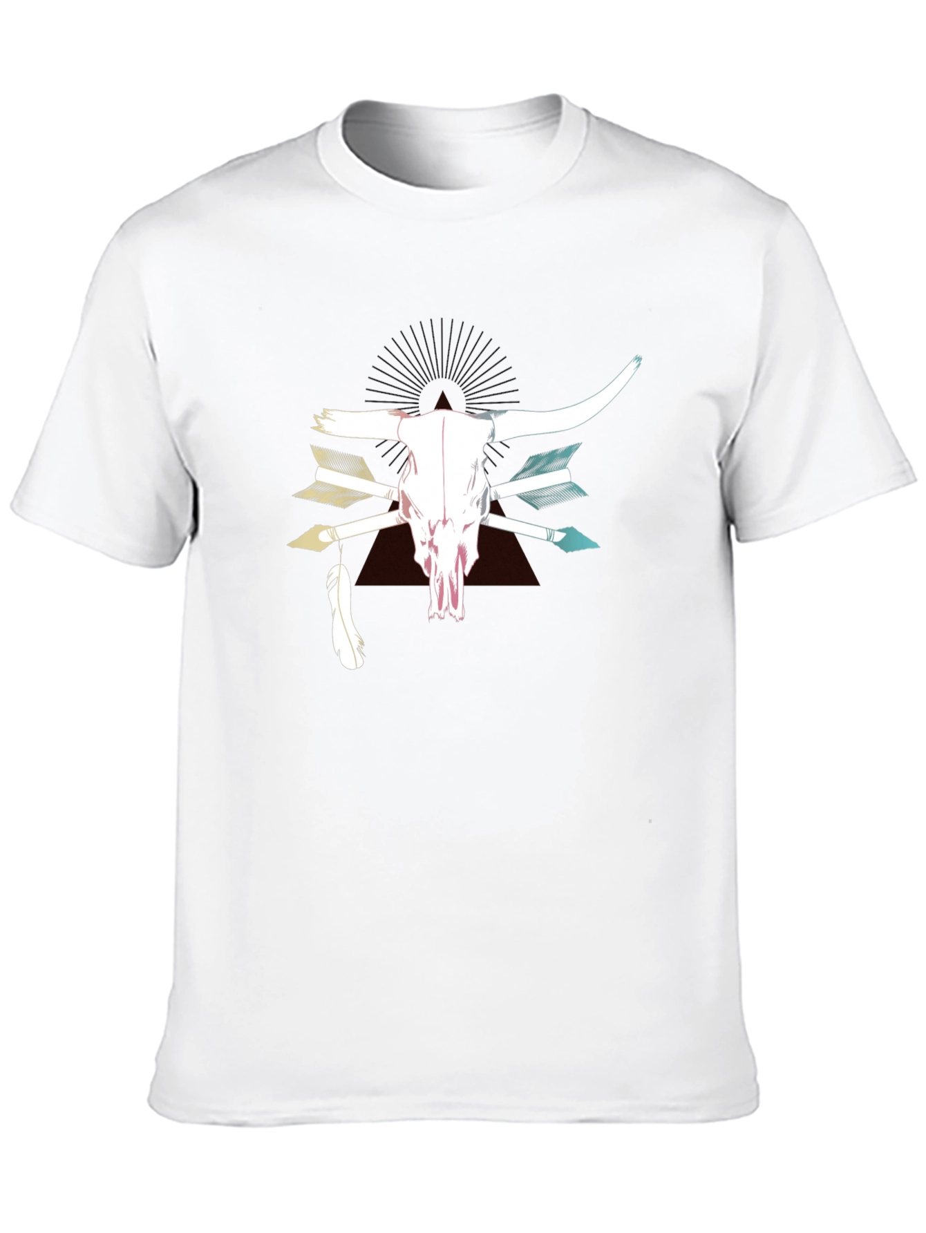 Bull Skull & Arrow Graphic Print T-Shirt