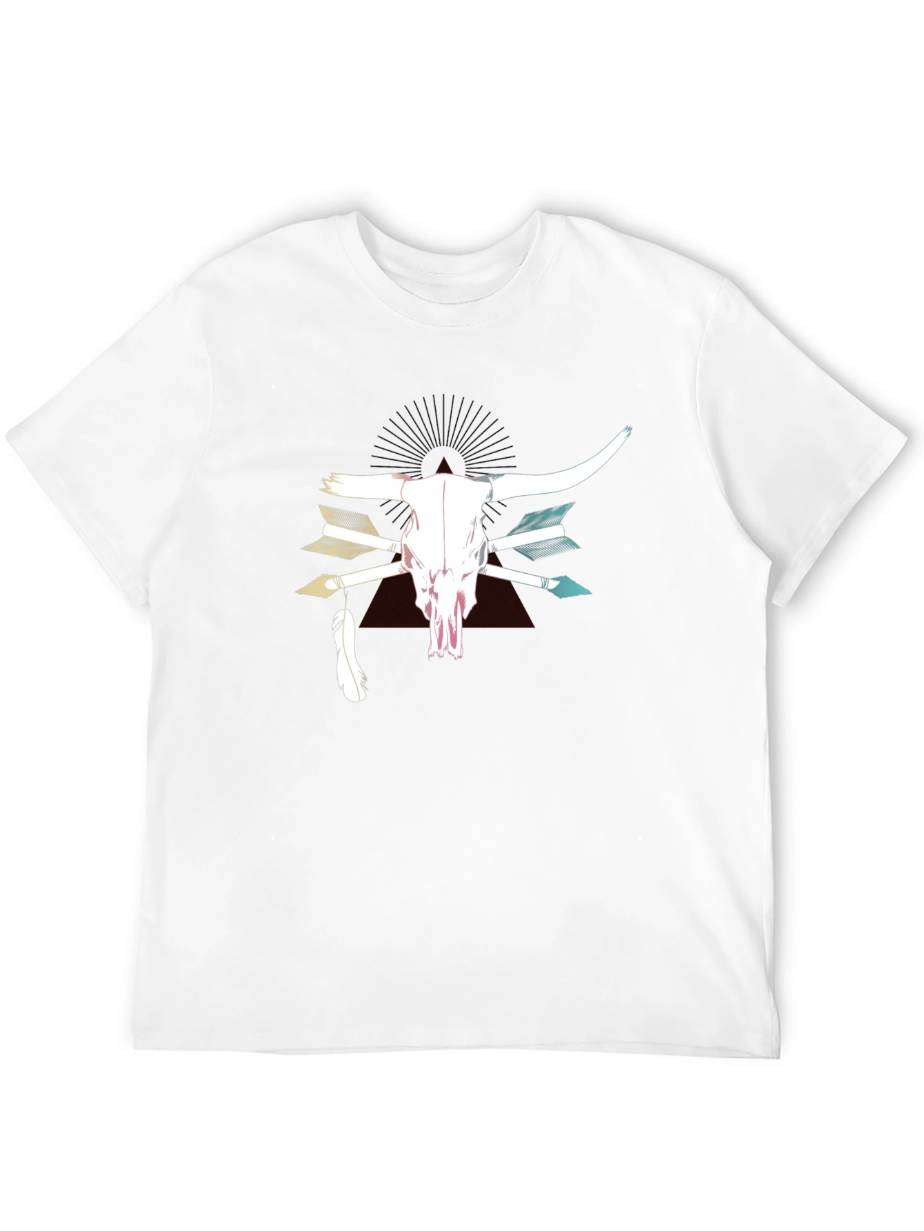 Bull Skull & Arrow Graphic Print T-Shirt