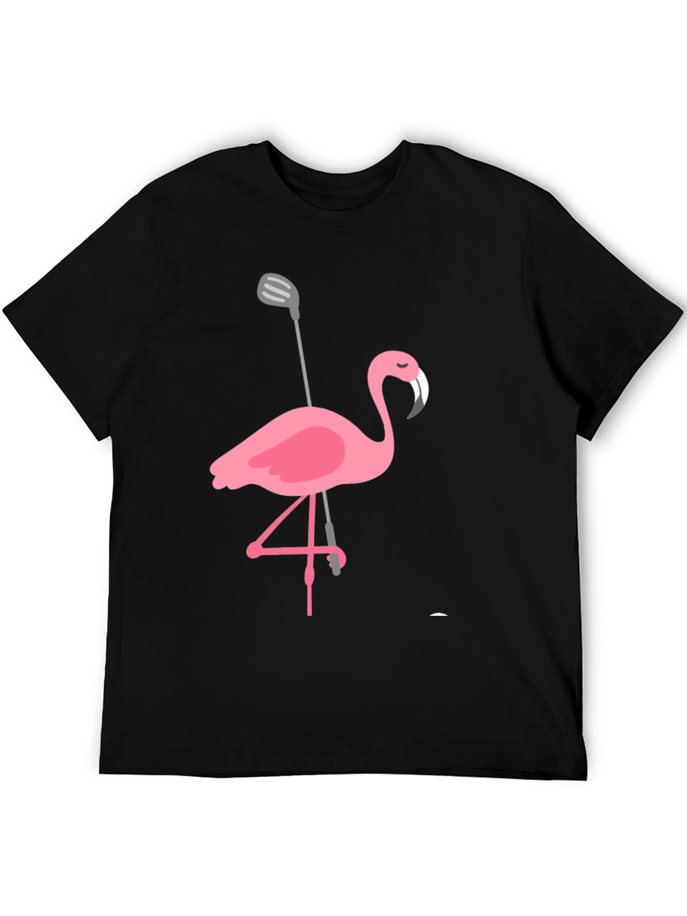 Golfing Flamingo Graphic Tee - Black